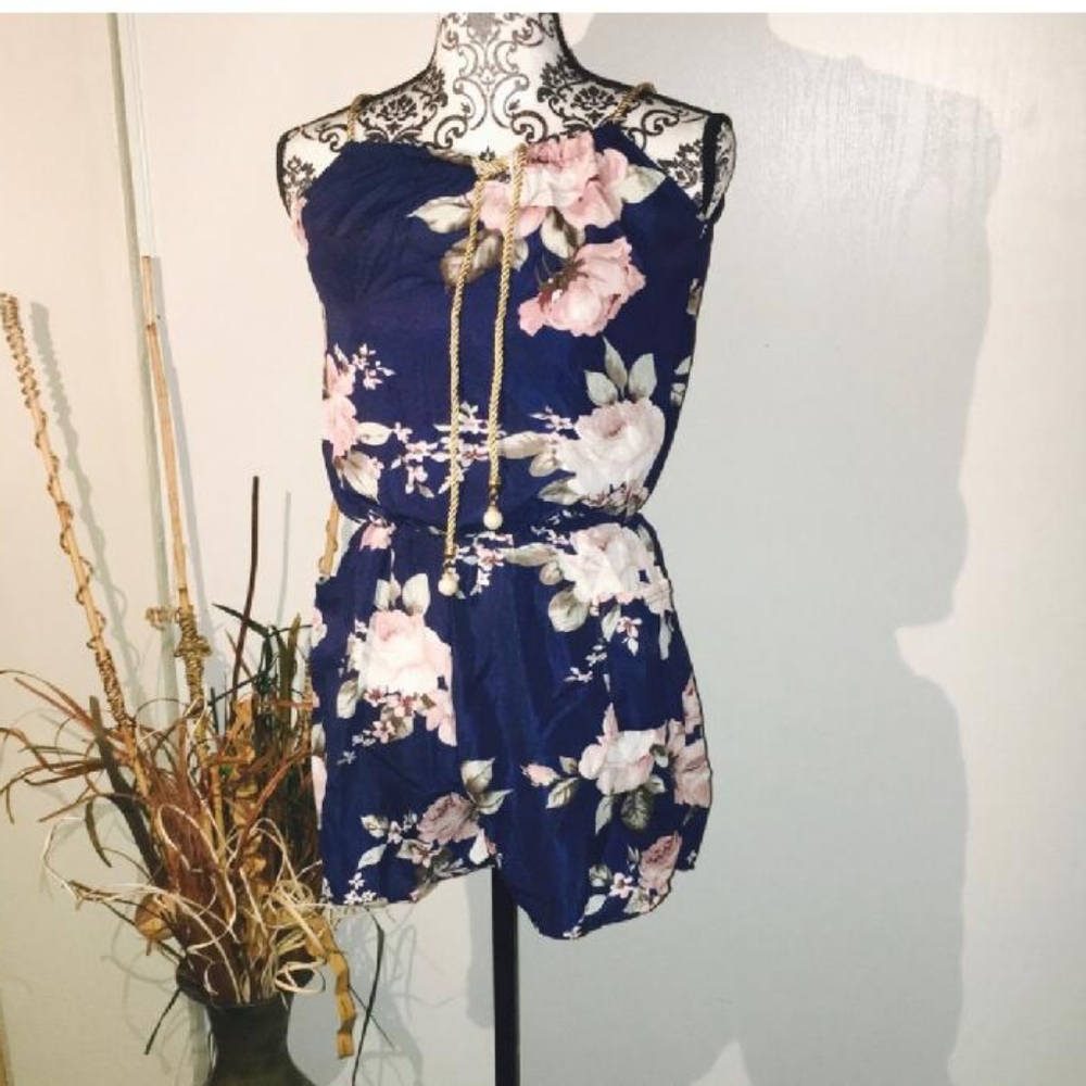Floral tie romper